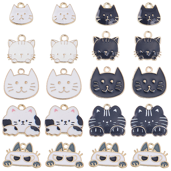 

PandaHall SUNNYCLUE 54Pcs 9 Styles Rack Plating Alloy Enamel Pendants, Light Gold/Golden, Cat, Mixed Color, 11.5~16x11.5~18.5x2.5~3mm, Hole..., Multicolor