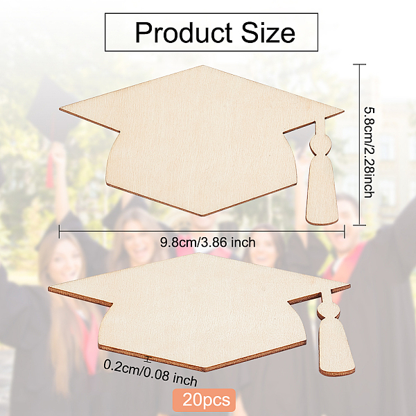 

PandaHall OLYCRAFT 20 Pcs Unfinished Wooden Graduation Cap Cut Graduation Cap Shaped Wooden Crafts Wooden Blank Embellishments Ornaments for...