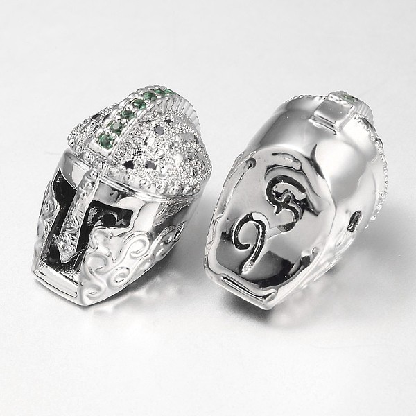 

PandaHall Brass Micro Pave Cubic Zirconia Beads, Gladiator Helmet, Platinum, 18x11x13mm, Hole: 1mm Brass+Cubic Zirconia Human