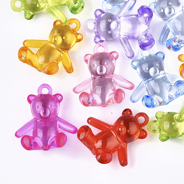 

PandaHall Transparent Acrylic Pendants, Bear, Mixed Color, 37x35x19mm, Hole: 3.5mm, about 88pcs/500g Acrylic Bear Multicolor