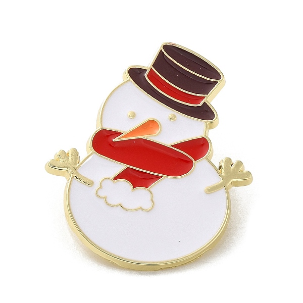 

PandaHall Christmas Theme Enamel Pins, Golden Alloy Brooches for Backpack Clothes, Snowman, 30x25x1.5mm Alloy+Enamel Snowman