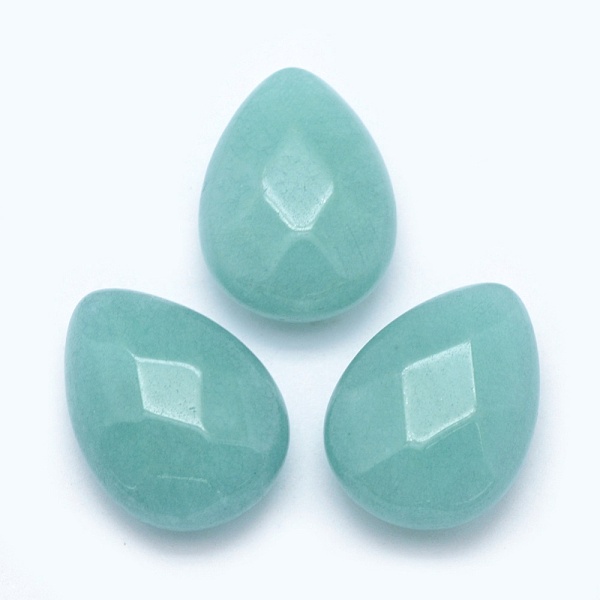 

PandaHall Natural White Jade Cabochons, teardrop, Faceted, Dyed, 18x13x5mm White Jade Teardrop