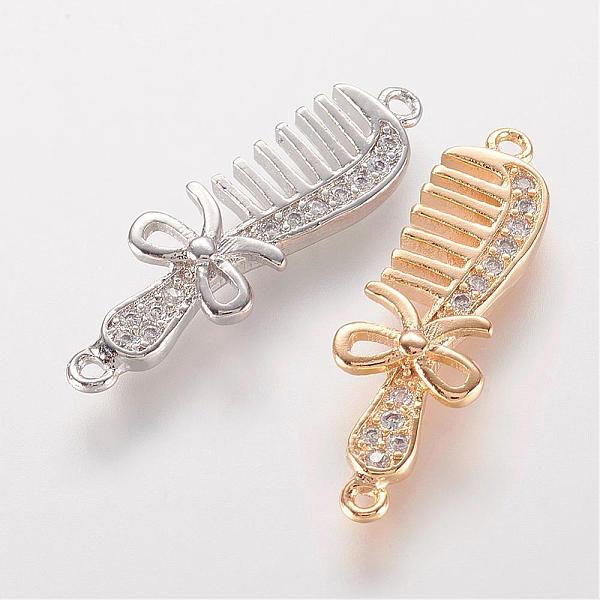 

PandaHall Brass Micro Pave Cubic Zirconia Links, Comb, Mixed Color, 26x8.5x3mm, Hole: 1mm Brass+Cubic Zirconia Multicolor
