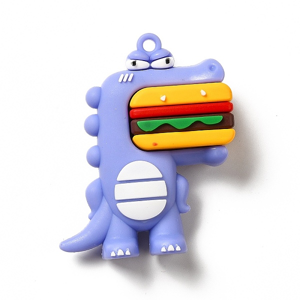 

PandaHall Dinosaur with Hamburger Shape PVC Pendants, Medium Slate Blue, 52x42x16.5mm, Hole: 3mm PVC Dinosaur