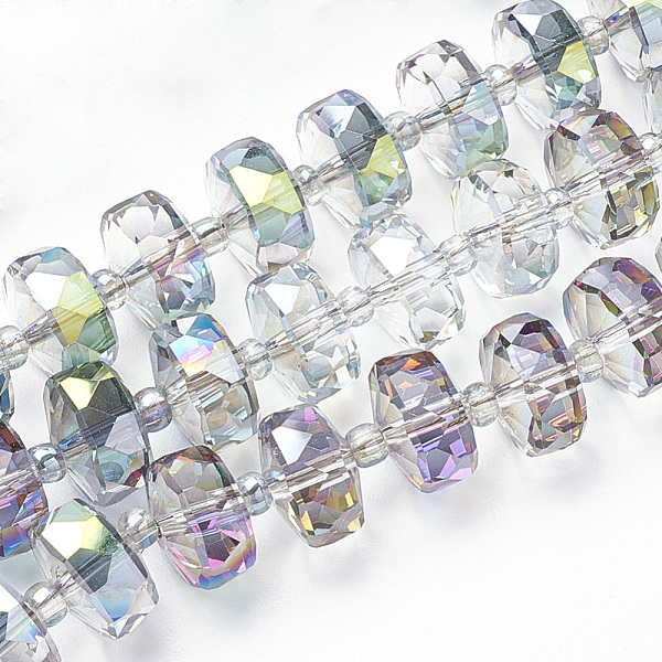 

PandaHall Electroplat Glass Bead Strands, Rainbow Plated, Faceted, Rondelle, Colorful, 10x6.5mm, Hole: 1.2mm, about 60pcs/strand, 18.9 inch...