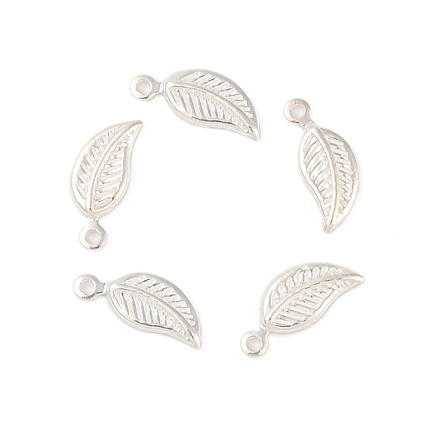 

PandaHall 925 Sterling Silver Leaf Charms, Silver, 10x4x1mm, Hole: 0.9mm, about 71pcs/10g Sterling Silver Leaf