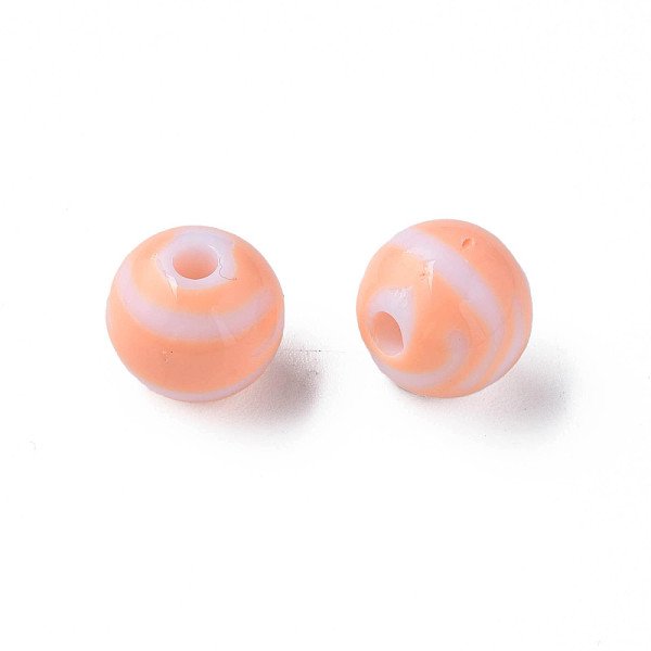 

PandaHall Opaque Striped Acrylic Beads, Round, Light Salmon, 11.5x10.5mm, Hole: 2.5mm, about 549pcs/500g Acrylic Round