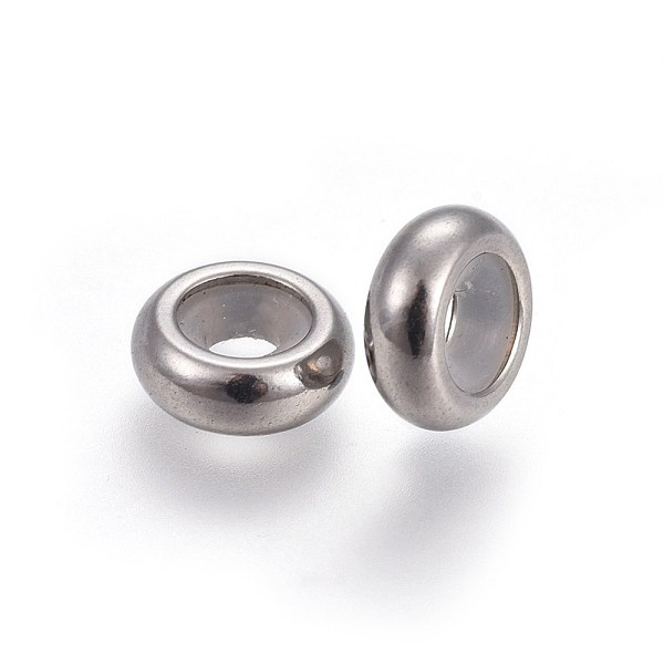 

PandaHall 201 Stainless Steel Stopper Beads, Rondelle, Stainless Steel Color, 10x4.5mm, Hole: 3.5mm 201 Stainless Steel Rondelle