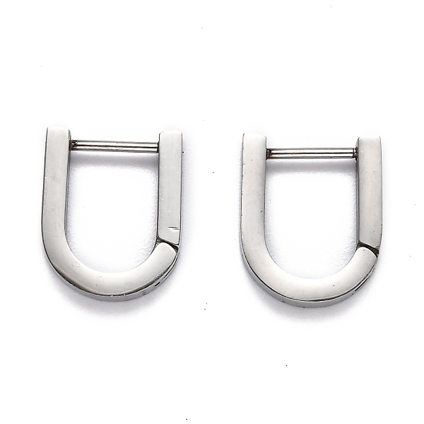 

PandaHall 304 Stainless Steel Huggie Hoop Earrings, U Shape, Stainless Steel Color, 15x12.5x3mm, Pin: 1mm 304 Stainless Steel Letter