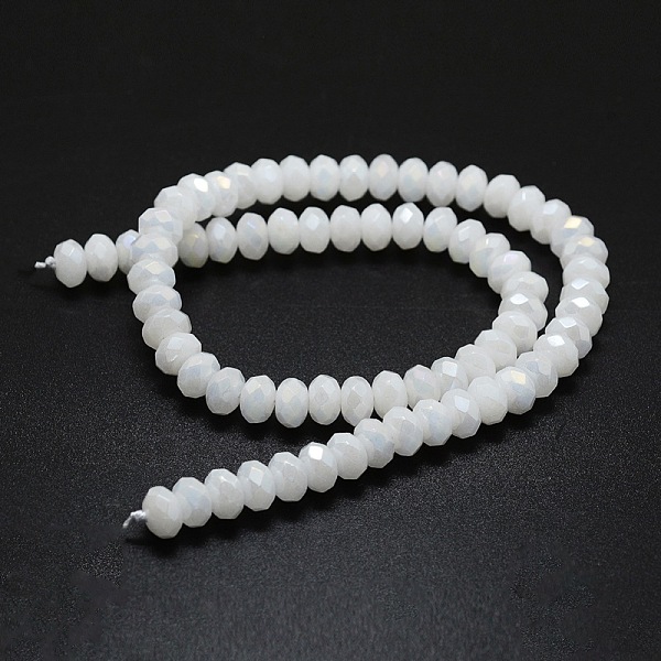 Electroplated Natural White Jade Beads Strands