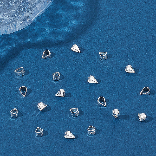 

PandaHall 925 Sterling Silver Pendant Pinch Bail, 20pcs Snap-on Bail 6x5mm Charm Holder Links Hook Pinch Clip Necklace Clasps Dangle...