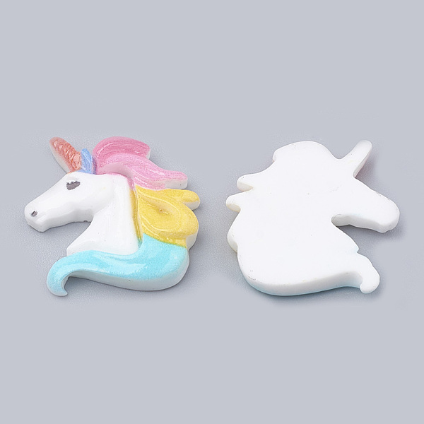

PandaHall Resin Cabochons, Unicorn, Colorful, 22x22x4mm Resin Unicorn