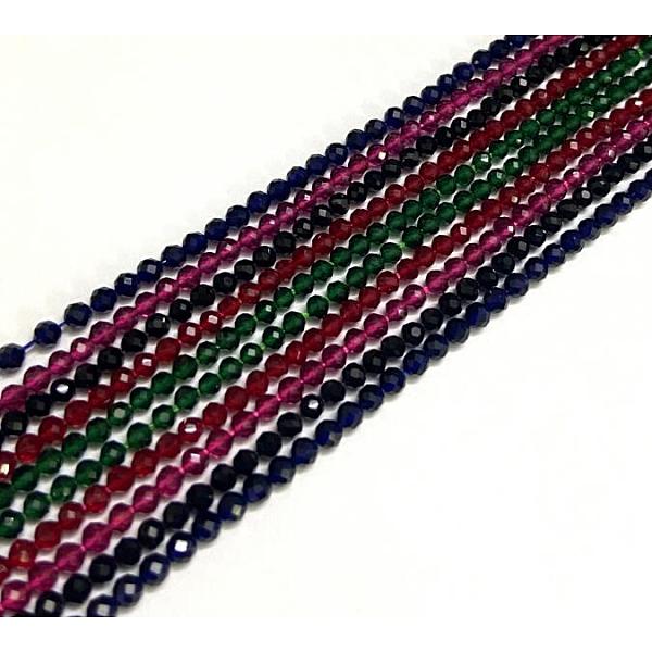 

PandaHall Glass Beads Strands, Faceted, Round, Mixed Color, 3~3.5x2.5~3mm, Hole: 0.3mm, about 114~125pcs/strand, 14 inch(35.5cm) Glass Round..., Multicolor