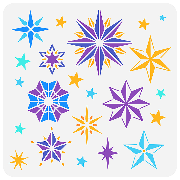 PandaHall FINGERINSPIRE Sparkling Stars Stencil 11.8x11.8 inch Twinkle Star Stencil Plastic Stars Pattern Stencil Reusable Create DIY...