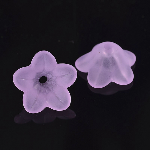 Chunky Violet Transparent Frosted Flower Acrylic Beads