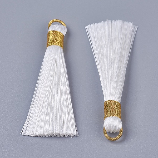 

PandaHall Polyester Tassel Big Pendant Decorations, White, 83mm, Hole: 8x6.5mm Polyester White