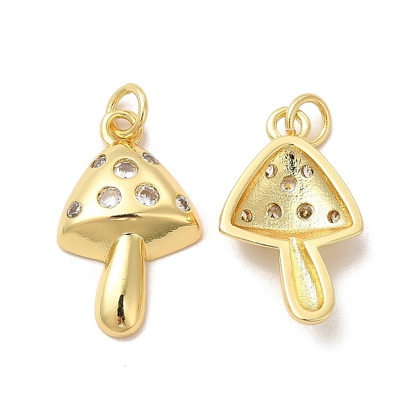 

PandaHall Rack Plating Brass Micro Pave Cubic Zirconia Pendants, with Jump Rings, Cadmium Free & Lead Free, Mushroom, Real 18K Gold Plated..., Clear