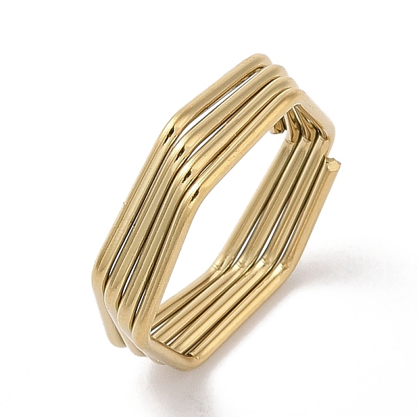 

PandaHall Ion Plating(IP) 304 Stainless Steel Finger Rings for Women, Hexagon, Real 18K Gold Plated, 5mm, Inner Diameter: 19x17.5mm 304...