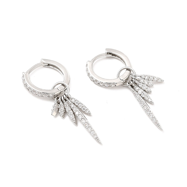 

PandaHall Clear Cubic Zirconia Leaf Dangle Hoop Earrings, Brass Jewelry for Women, Cadmium Free & Lead Free, Platinum, 34.5mm, Pin...