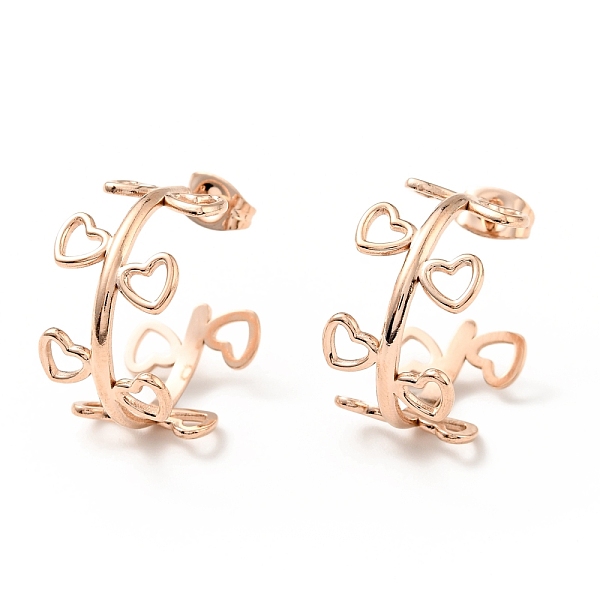 

PandaHall Heart Wrap Stud Earrings, 304 Stainless Steel Half Hoop Earrings for Women, Rose Gold, 20x25x11.5mm, Pin: 0.8mm 304 Stainless...