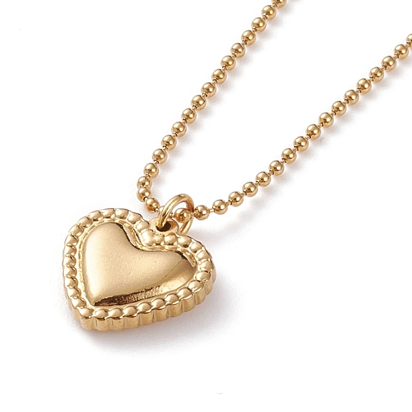 

PandaHall 304 Stainless Steel Heart Pendant Necklaces, with Ball Chains, Golden, 18.11 inch(46cm) 304 Stainless Steel