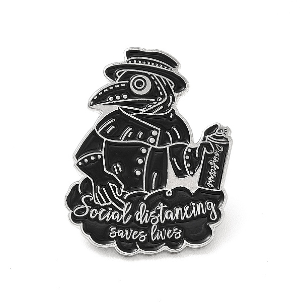 

PandaHall Plague Doctor Enamel Pin, Platinum Alloy Word Social Distancing Saves Lives Brooch for Clothes Backpack, Black, 30.5x24x1.5mm...