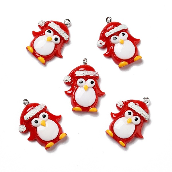 

PandaHall Opaque Resin Pendants, with Platinum Tone Iron Loops, Christmas Theme, Penguin, Red, 31x24.5x11mm, Hole: 1.8mm Iron+Resin Penguin...