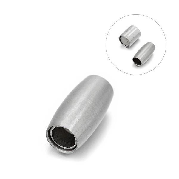 

PandaHall Matte 304 Stainless Steel Barrel Magnetic Clasps with Glue-in Ends, Stainless Steel Color, 14x7mm, Hole: 3mm 304 Stainless Steel...