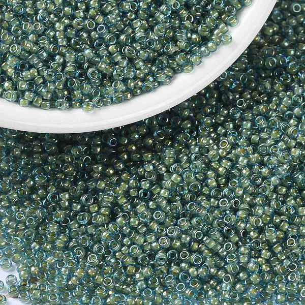 

PandaHall MIYUKI Round Rocailles Beads, Japanese Seed Beads, (RR3743) Fancy Lined Aqua Green, 15/0, 1.5mm, Hole: 0.7mm, about 27777pcs/50g..., Cyan