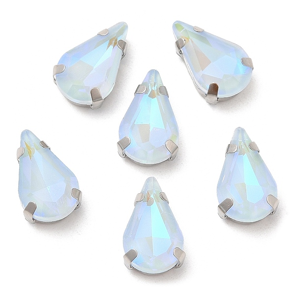 

PandaHall Mocha Fluorescent(MI) Teardrop Sew on Rhinestone, Multi-strand Links, with Brass Prong Settings, Garments Accessories, Light..., Blue