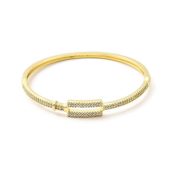 

PandaHall Clear Cubic Zirconia Hollow Out Rectangle Hinged Bangle, Brass Jewelry for Women, Real 18K Gold Plated, Inner Diameter: 2x2-1/4...