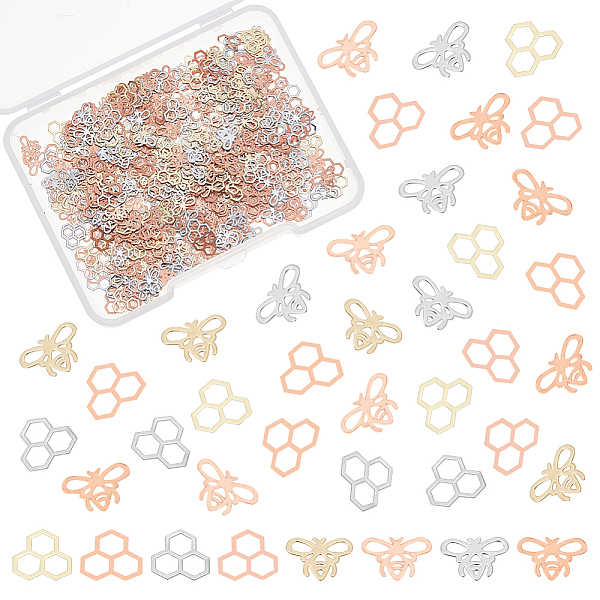 

PandaHall OLYCRAFT 640 Pcs 4 Styles Bee Honeycomb Resin Fillers Hexagon Resin Charms Brass Nail Art Charms Epoxy Resin Filler Supplies for...