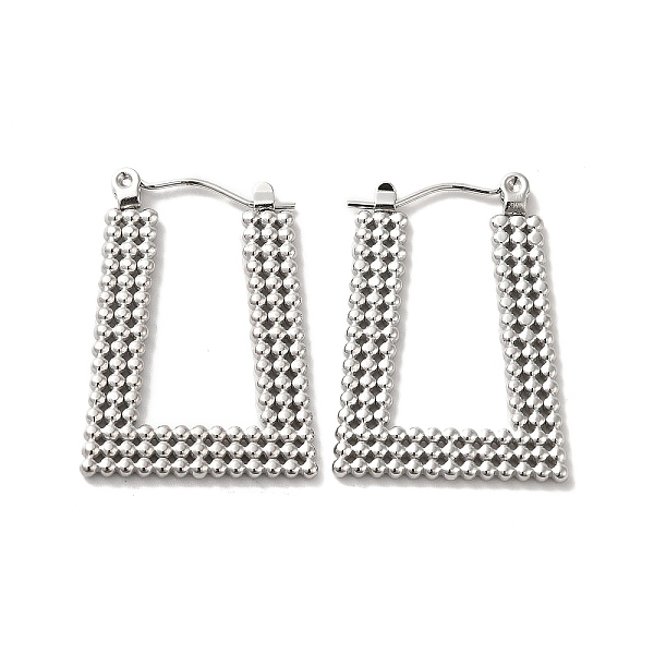 

PandaHall 304 Stainless Steel Trapezoid Hoop Earrings for Women, Stainless Steel Color, 27.5x20x1.5mm, Pin: 0.7mm 304 Stainless Steel