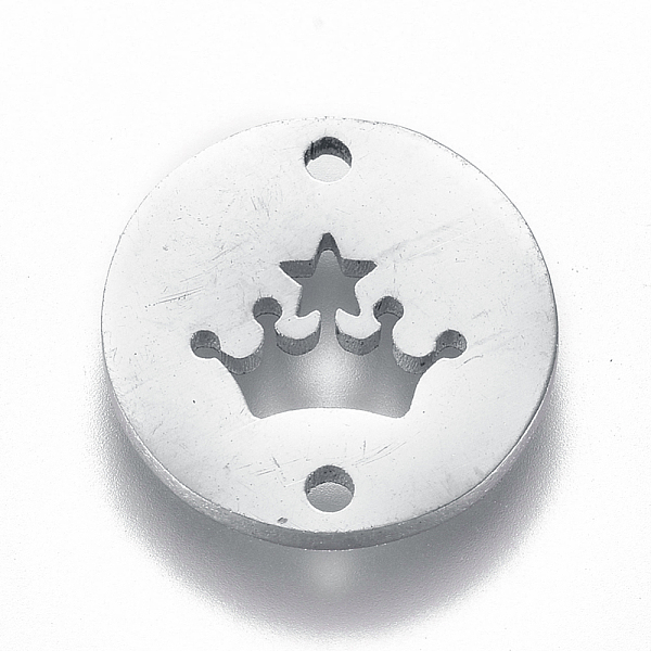 

PandaHall 304 Stainless Steel Links connectors, Flat Round with Crown, Stainless Steel Color, 12x1mm, Hole: 1.2mm 304 Stainless Steel Crown