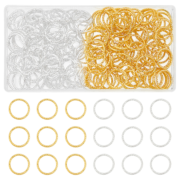 

PandaHall WADORN 200Pcs 2 Colors Iron Textured Jump Rings, Open Jump Rings, for Jewelry Making, Golden & Silver, 19.5x1mm, 18 Gauge, Inner...