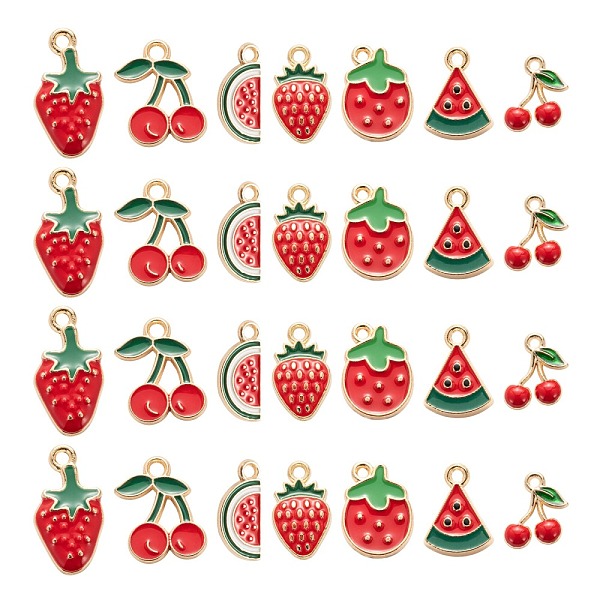 

PandaHall 140Pcs 7 Style Light Gold Alloy Enamel Pendants, Watermelon Slice & Cherry & Strawberry, Mixed Color, 20pcs/style Alloy+Enamel..., Multicolor