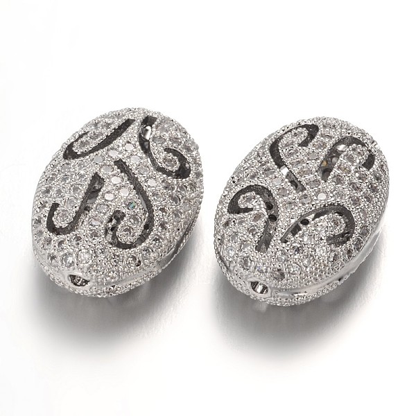 

PandaHall Hollow Brass Micro Pave Cubic Zirconia Beads, Oval, Lead Free & Nickel Free, Clear, Platinum, 15x11x6.5mm, Hole: 1mm Brass+Cubic...