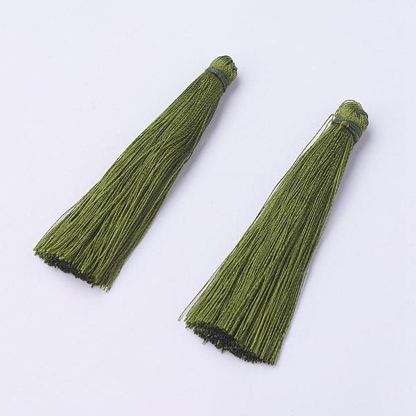 

PandaHall Nylon Tassel Big Pendants, Olive, 65x5~6mm Nylon Green