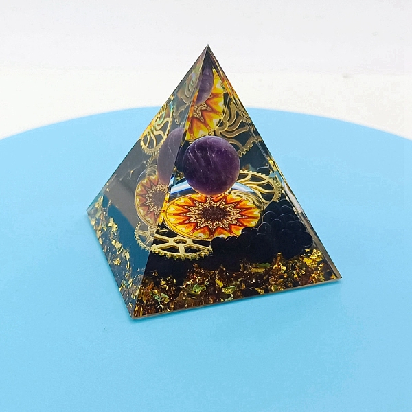 

PandaHall Resin Orgone Pyramid, for Stress Reduce Healing Meditation Attract Wealth Lucky Room Decor, Medium Orchid, 60x60x60mm Resin...