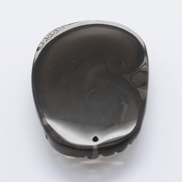 

PandaHall Carved Natural Obsidian Pendants, Flat Oval, 49x33.5x10.5mm, Hole: 1.5mm Obsidian Oval