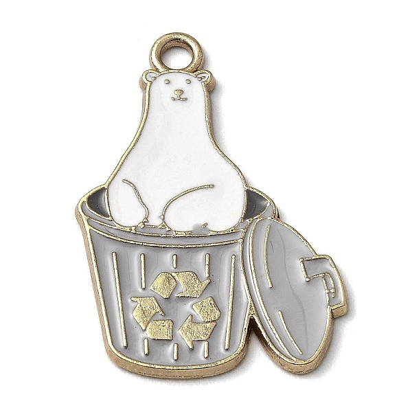 

PandaHall Zinc Alloy Enamel Pendants, Golden, Bear with Trash Can Charms, Gray, 31x22x1.3mm, Hole: 2.2mm Alloy+Enamel Bear Gray