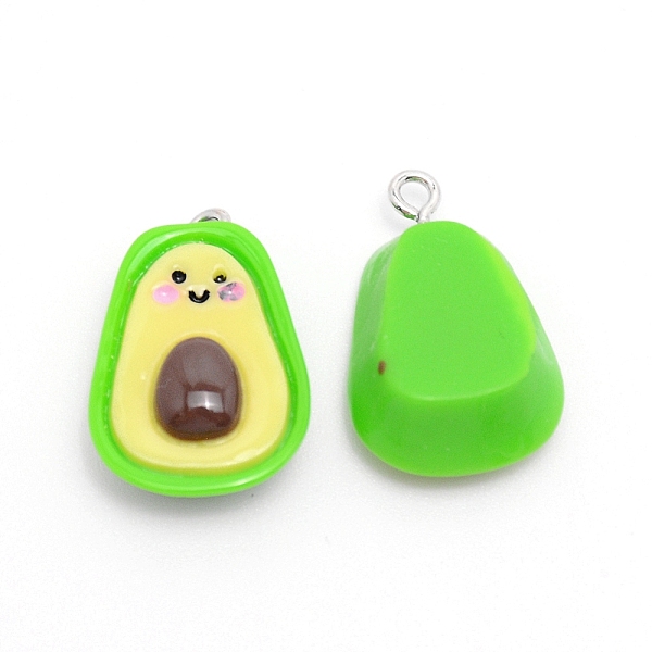

PandaHall Resin Pendants, with Platinum Iron Finding, Avocado, Lime, 25x16x8mm, Hole: 2mm Iron+Resin Fruit Green