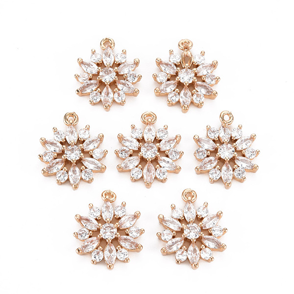 

PandaHall Rack Plating Brass Micro Pave Clear Cubic Zirconia Pendants, Long-Lasting Plated, Cadmium Free & Lead Free, Flower, Light Gold...