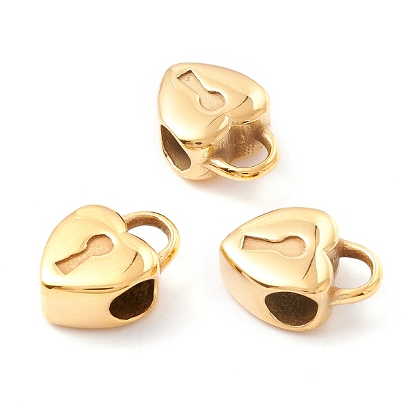 

PandaHall Ion Plating(IP) 304 Stainless Steel European Beads, Large Hole Beads, Manual Polishing, Lock, Golden, 15x10.5x6.5mm, Hole: 4.5mm...