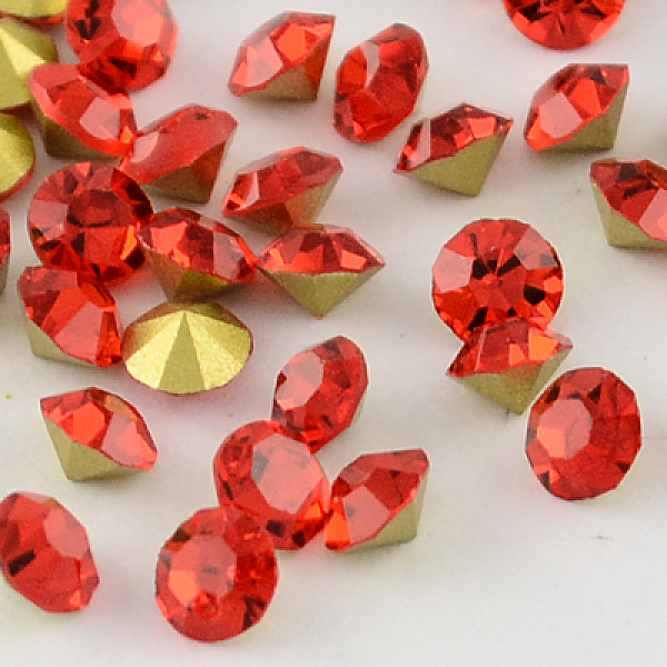 

PandaHall Glass Pointed Back Rhinestone, Back Plated, Diamond, Light Siam, 8~8.3mm, about 144pcs/gross Glass Rhinestone Diamond Red