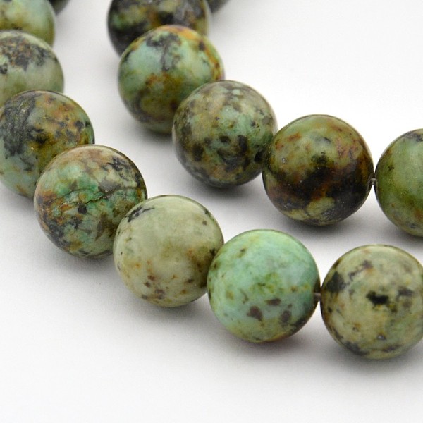 

PandaHall Round Natural African Turquoise(Jasper) Bead Strands, 10mm, Hole: 1mm, about 40pc/strand, 16 inch African Turquoise(Jasper) Round