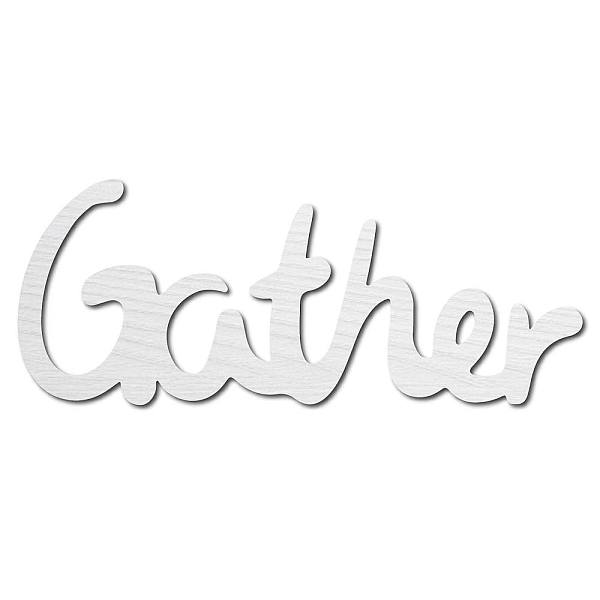

PandaHall Laser Cut Basswood Wall Sculpture, for Home Decoration Kitchen Supplies, Word Gather, White, 120x300x5mm Wood Word White
