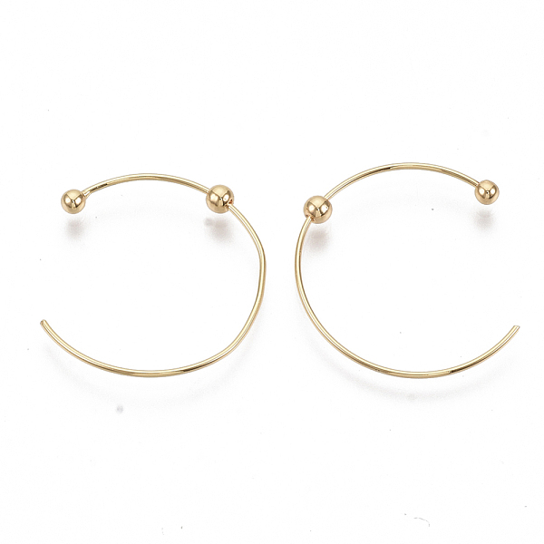 

PandaHall Brass Stud Earrings, Half Hoop Earrings, Nickel Free, Real 18K Gold Plated, 24x22mm, Pin: 0.7mm Brass Letter