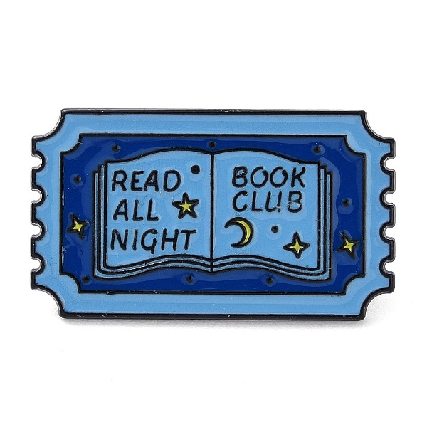 

PandaHall Stamp Enamel Pins, Alloy Brooches for Backpack Clothes, Star & Moon & Word Read All Night Book Club, Blue, 17.5x30.5x1.5mm...