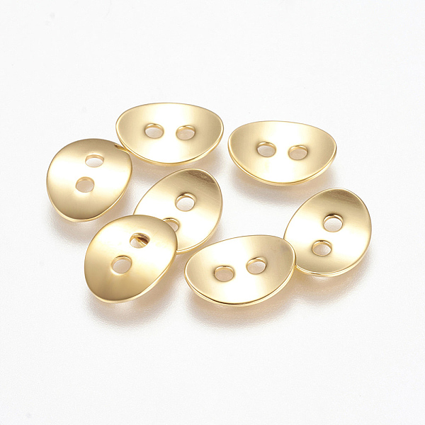 

PandaHall 304 Stainless Steel Button, Oval, Golden, 13.5x10.5x1.5mm, Hole: 2mm 304 Stainless Steel Oval